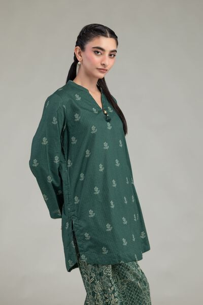 Printed | Cotton Dobby | Green Cotton Kurta | AED 100.00