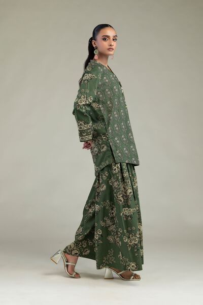 Printed | Cambric | Green Floral Pants | AED 130.00