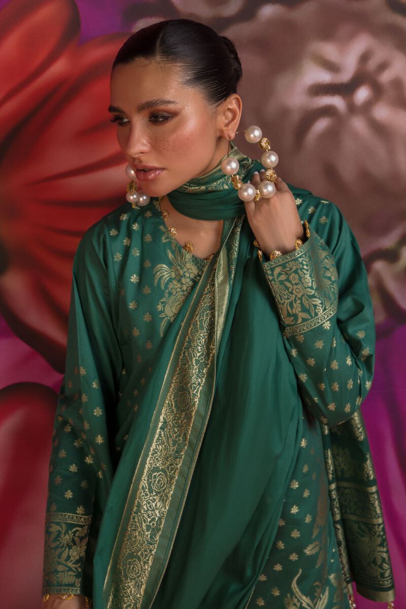 Dyed | Composed Polyester Brosha Jacquard | Fabrics 3 Piece | null