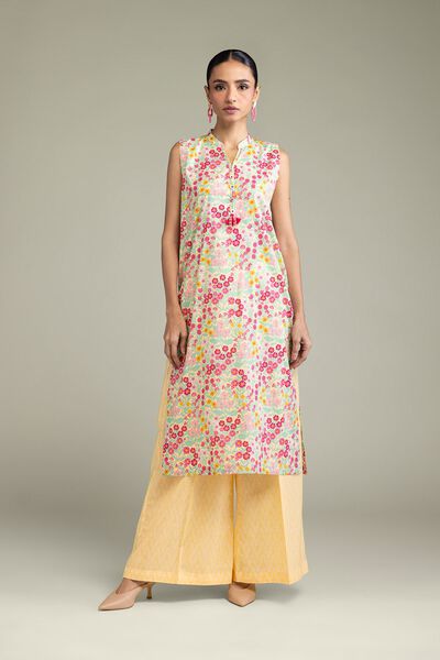 Printed | Cambric | Yellow Cambric Pants | AED 130.00