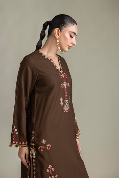 Embroidered | Raw Silk | Embroidered Silk Kurta | AED 230.00