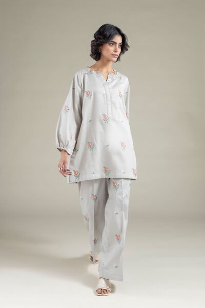 Embroidered | Textured Cotton | Pants | AED 80.00