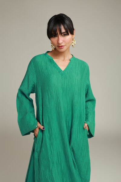 Dyed | Blended Crinkle | Solid Long Kurta | AED 150.00