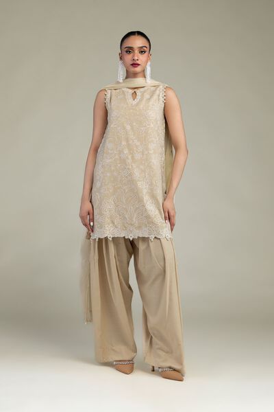Embroidered | Raw Silk | Beige Solid Shalwar | AED 150.00