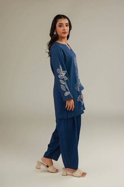 Embroidered | Cotton Dobby | Floral Navy Shalwar | AED 80.00