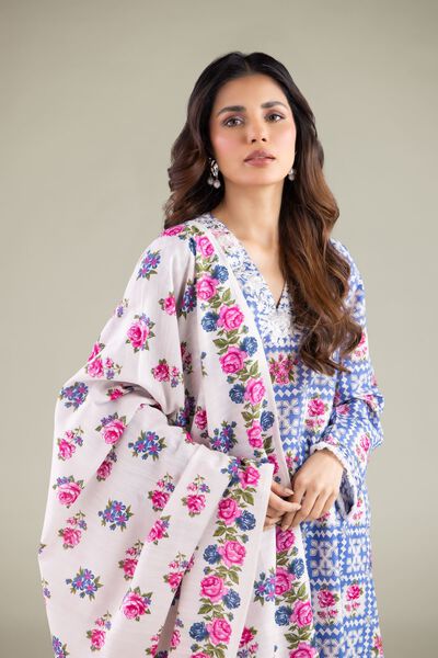 Embroidered | Textured Cotton | Summer Floral Dupatta | AED 80.00