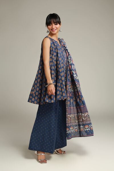 Printed | Cambric | Navy Cambric Pants | AED 130.00