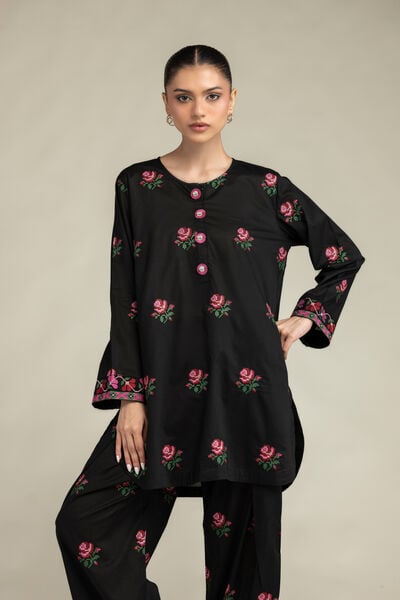 Embroidered | Cambric | Black Cambric Kurta | AED 200.00