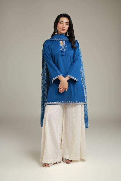 Embroidered | Cambric | Wide Leg Pants | AED 100.00