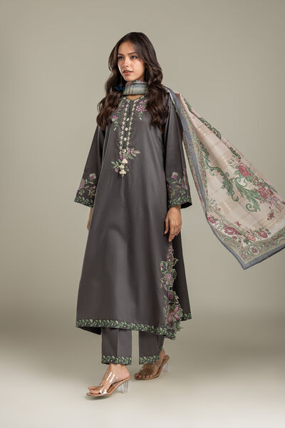 Embroidered | Textured Cotton | Pants | AED 130.00