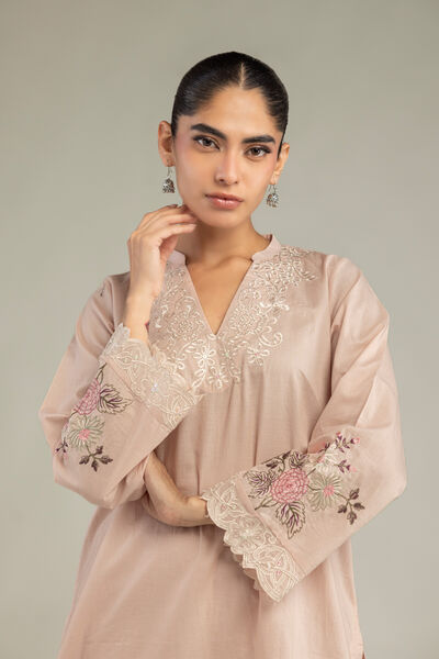 Embroidered | Cambric | V-Neck Short Kurta | AED 180.00