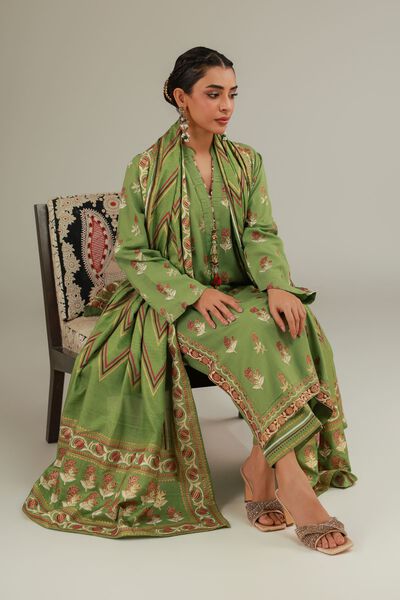 Printed | Raw Silk | 3 Piece Co-ord Set | AED 144.00