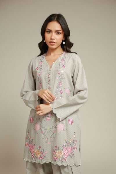 Embroidered | Cotton Dobby | Fabrics 2 Piece | Top and Bottom | AED 150.00