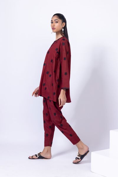 Embroidered | Crosshatch Poplin | Pants | AED 50.00