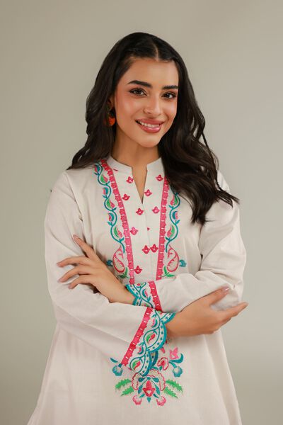 Embroidered | Cotton Dobby | Floral Cotton Kurta | AED 130.00