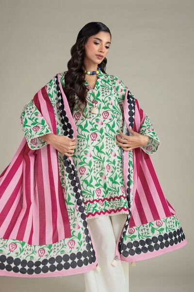 Printed | Cambric | 3-Piece Floral Suit | AED 150.00