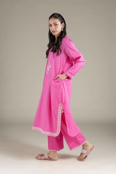 Embroidered | Textured Cambric | Solid Pants | AED 80.00