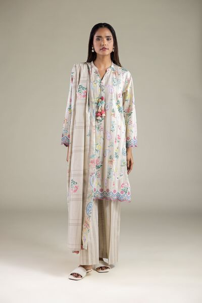 Embroidered | Textured Cotton | Pants | AED 80.00