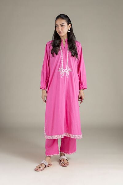 Embroidered | Textured Cambric | Solid Pants | AED 80.00