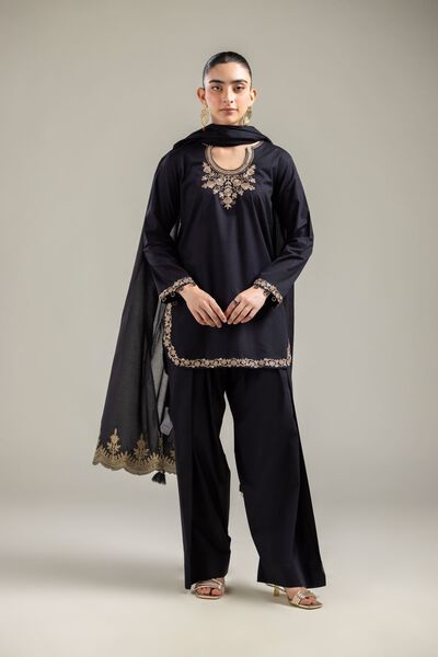 Embroidered |Cotton Dobby | Solid Black Shalwar | AED 100.00