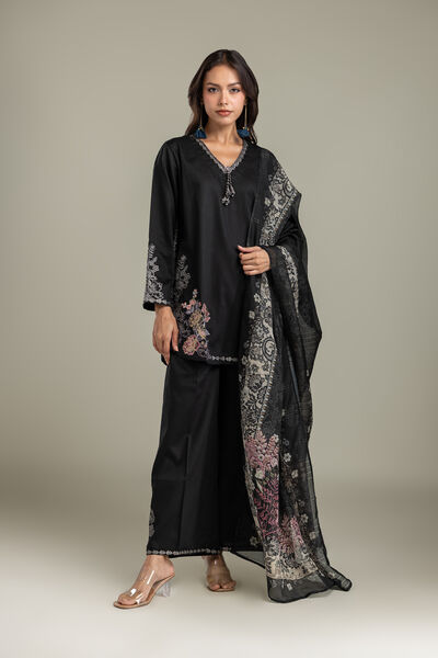 Embroidered | Textured Cotton | Pants | AED 150.00