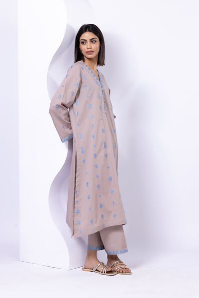 Embroidered | Crosshatch Poplin | Pants | AED 40.00