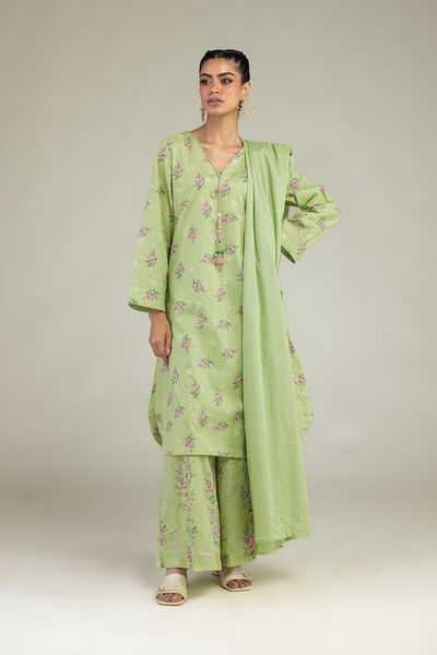 Printed | Cambric | Floral Longline Kurta | AED 150.00