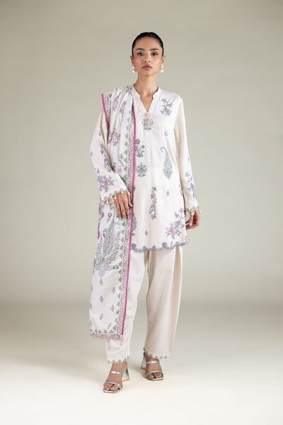 Embroidered | Raw Silk | Paisley Regular Shalwar | AED 100.00