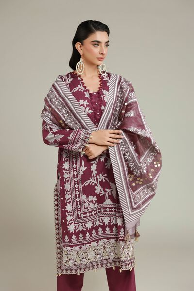 Embroidered | Cambric | Cambric 3-piece Tailored  | AED 350.00