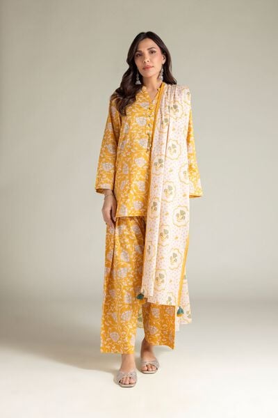 Embroidered | Cambric | Yellow Floral Shalwar | AED 130.00