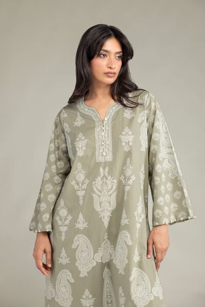 Cambric | Beige Cambric Kurta | AED 180.00