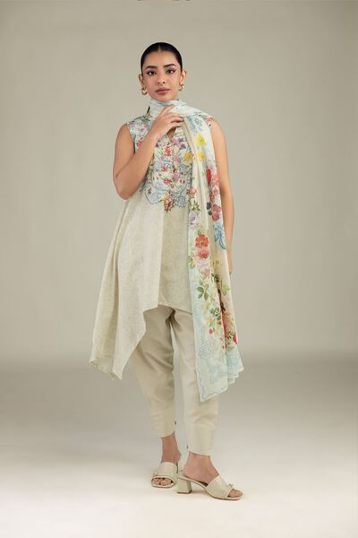 Printed | Cotton Dobby | Sleeveless Floral Kurta | AED 75.00