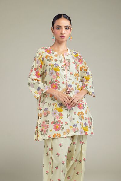 Printed | Cambric | Short Cambric Kurta | AED 100.00