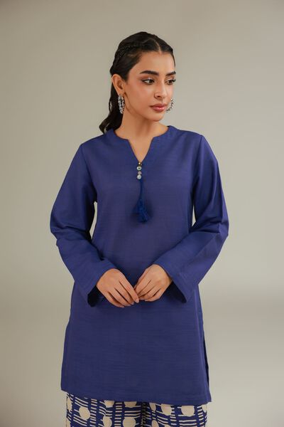 Printed | Textured Cotton | V-Neck Tassel Kurta | AED 100.00