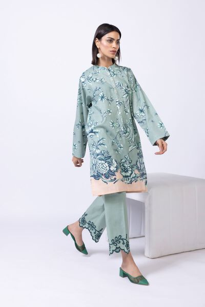 Embroidered | Crosshatch Poplin | Pants | AED 24.00