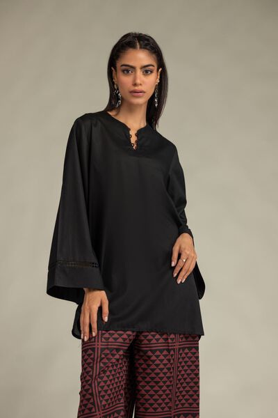 Printed | Cambric | Black Short Kurta | AED 150.00