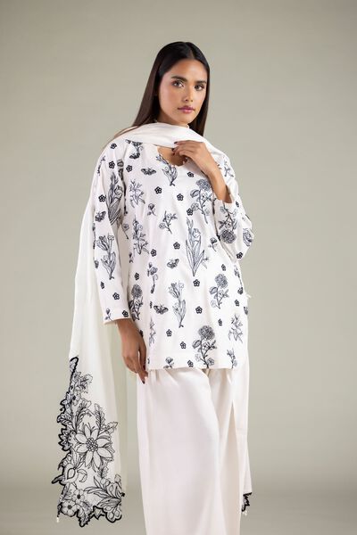 Embroidered | Raw Silk | Floral Scalloped Kurta | AED 138.00