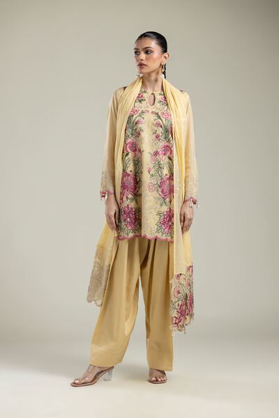 Raw Silk | Yellow Solid Shalwar | AED 65.00