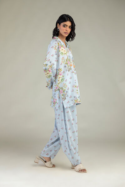 Embroidered | Cambric | Blue Floral Pants | AED 130.00