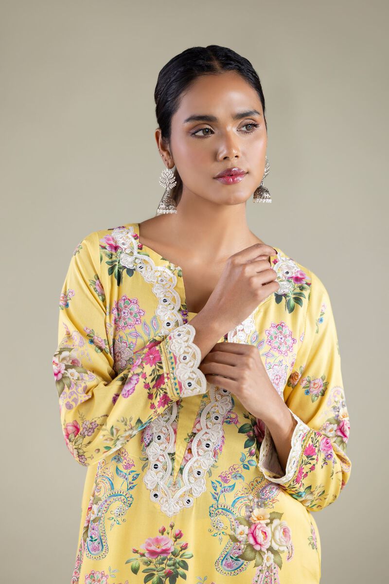 Embroidered | Viscose | Paisley Longline Kurta | AED 90.00