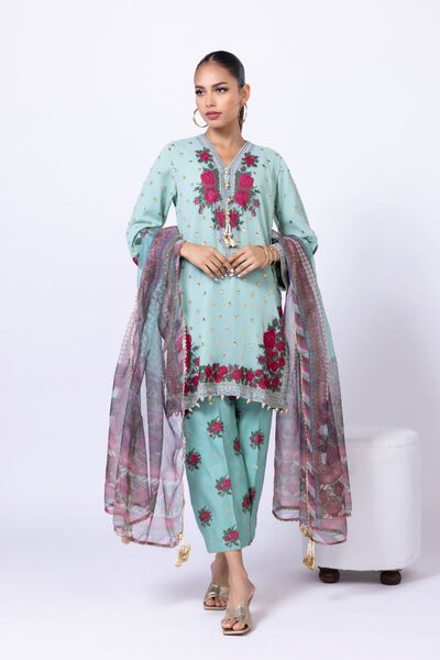 Embroidered | Polyester Crinkle Chiffon | Kurta | AED 120.00