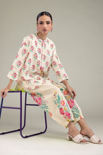 Printed | Cambric | Floral Cambric Kurta | AED 100.00