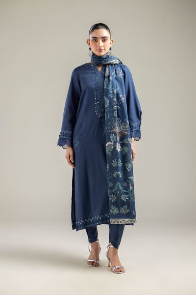 Embroidered |Cotton Dobby | Cotton Navy Shalwar | AED 80.00