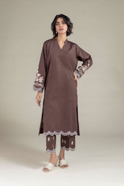 Embroidered | Textured Cotton | Pants | AED 100.00