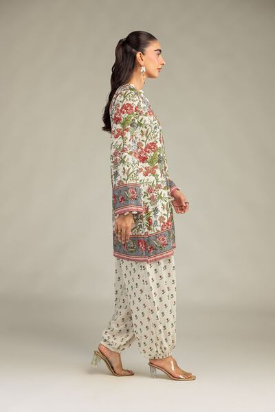 Printed | Raw Silk | Floral Silk Pants | AED 150.00