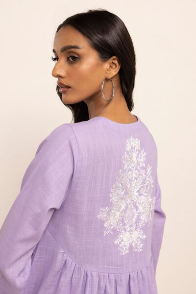 Kurta | Embroidered, PURPLE, hi-res