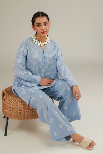 Cambric | Blue Cambric Kurta | AED 130.00