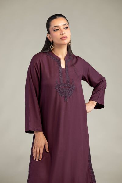Dyed | Raw Silk | Purple Silk Kurta | AED 150.00