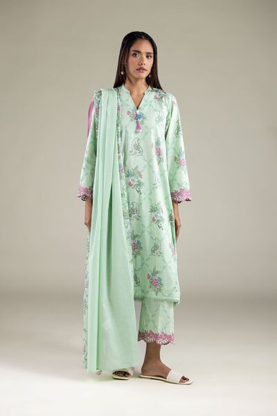 Embroidered | Textured Cotton | Pants | AED 100.00