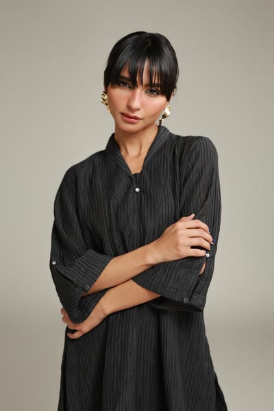 Dyed | Blended Crinkle | Black Crinkle Kurta | AED 150.00